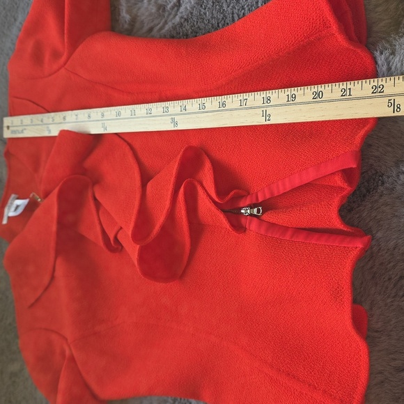 Stunning Oscar de la Renta Red Long-Sleeve Jacket  two-way zip front Blazer SZ 4 - Picture 12 of 13